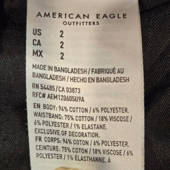 American Eagle Black Ripped Denim High Waisted Cutoff Shorts Size 2 - Picture 3 of 12